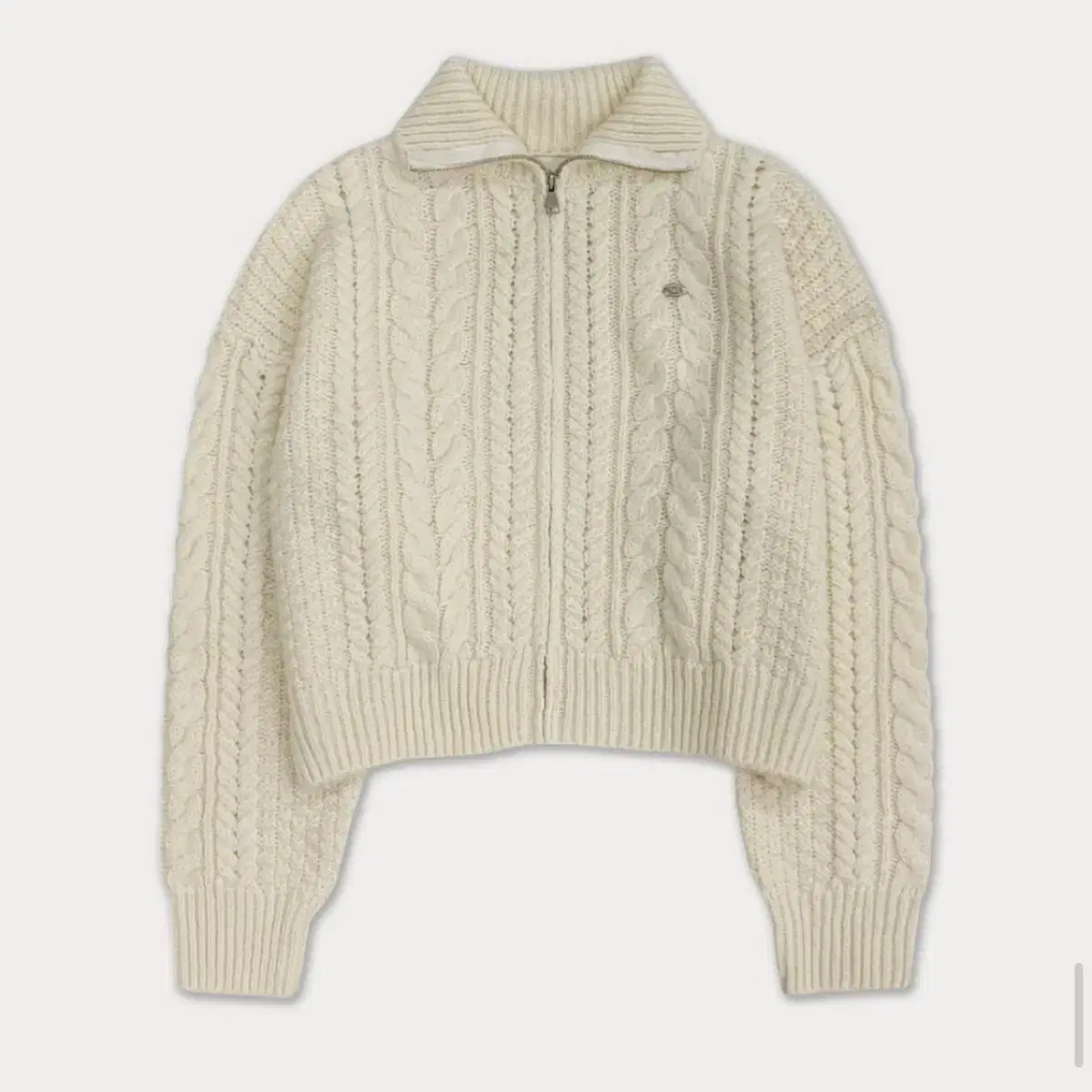 썸웨어버터 cable knit Full zip-up - ivory